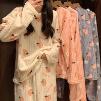 【CC】๑  HELIAR Printed Pajama Sets Pullovers And Pants Warm Thicken Fleece 2 Pieces 2023