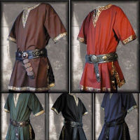 ยุคฟื้นฟูศิลปวิทยาเครื่องแต่งกายผู้ชาย Nobleman Tunic ไวกิ้งชนชั้นสูง Chevalier อัศวินนักรบฮาโลวีนเครื่องแต่งกายคอสเพลย์ไม่มีเข็มขัด