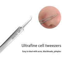 Acne Blackhead Removal Tweezers Cell Pimples Needles Pores Deep Cleaning Clips Oblique head Facial Pimple Remover Skin Care Tool