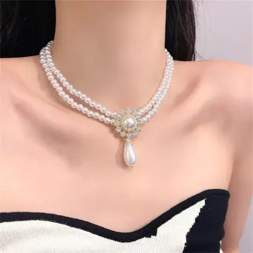 Double layer clearance pearl necklace