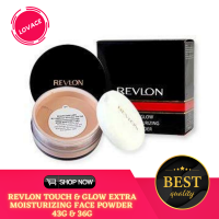 Revlon Touch &amp; Glow Extra Moisturizing Face Powder 43g &amp; 36g  แป้งฝุ่นเนื้อโปร่งแสงเนียนละเอียด บางเบา เกลี่ยง่าย (Translucent 01 สำหรับทุกสีผิว)