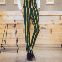 Stripe Pants Mens Singer Personality Stage Show Trousers Dress Pants Slim Fit Mens Fashion Stripe Nightclub Male Suit Pants Men