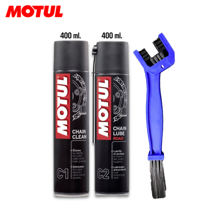 สเปรย์ล้างโซ่ MOTUL C1 CHAIN CLEAN 400ML.(ใหญ่) + C2 CHAIN LUBE ROAD