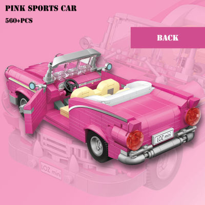 City Mini Cars Luxury Wedding Vehicle Flower Balloon Mode Building Block Set Micro Pink Roadster Car Brick Diy girls boys gift