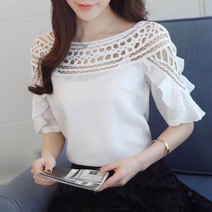 korean-fashion-lace-shirt-summer-chiffon-blouse-hollow-off-shoulder-tops-women