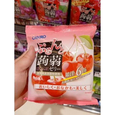 อาหารนำเข้า🌀 Japanese jelly jelly candy mixed with orange juice 18% HISUPA DK ORIHIRO PURUNTO KONJAC POUNCH ORANGE JELLY 120GCherry