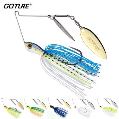Goture High Quality Fishing Lure Spinnerbait 20g/24g Double Metal Willow Blades Silicone Skirt Spinner Lure Bait With 3/0 Hook