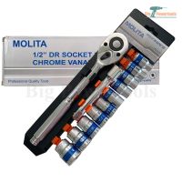 NEWW MOLITA TOOLS ชุดเครื่องมือ ประแจ ชุดบล็อก 12 ชิ้น ขนาด 1/2 (4หุน)CR-V แท้ พร้อมส่ง ชุด เครื่องมือ ชุดเครื่องมือช่าง ชุดเครื่องมือ diy