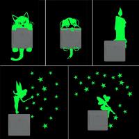 Luminous Switch Wall Sticker For Switching Decorations Cartoons Cat Luminous Switch Sticker Creative Animal Wall Switch Sticker Wall Stickers Decals