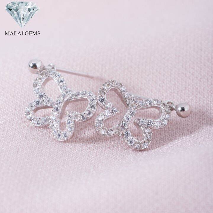 malai-gems-ต่างหูเพชร-เงินแท้-silver-925-เพชรสวิส-cz-เคลือบทองคำขาว-รุ่น225-er506-แถมกล่อง-ต่างหูcz-ต่างหูเงินแท้