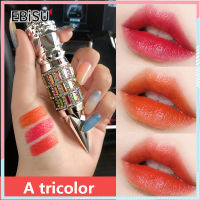 ? 1PC Queen Scepter Tricolor ลิปสติก สามสี Natural Matte Soft หมอกลิปสติกความชุ่มชื้นยาวนานลิปสีแดงเซ็กซี่แต่งหน้า