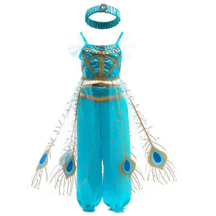 Kids Jasmine Dress Aladdin Princess Cosplay Girls Birthday Party