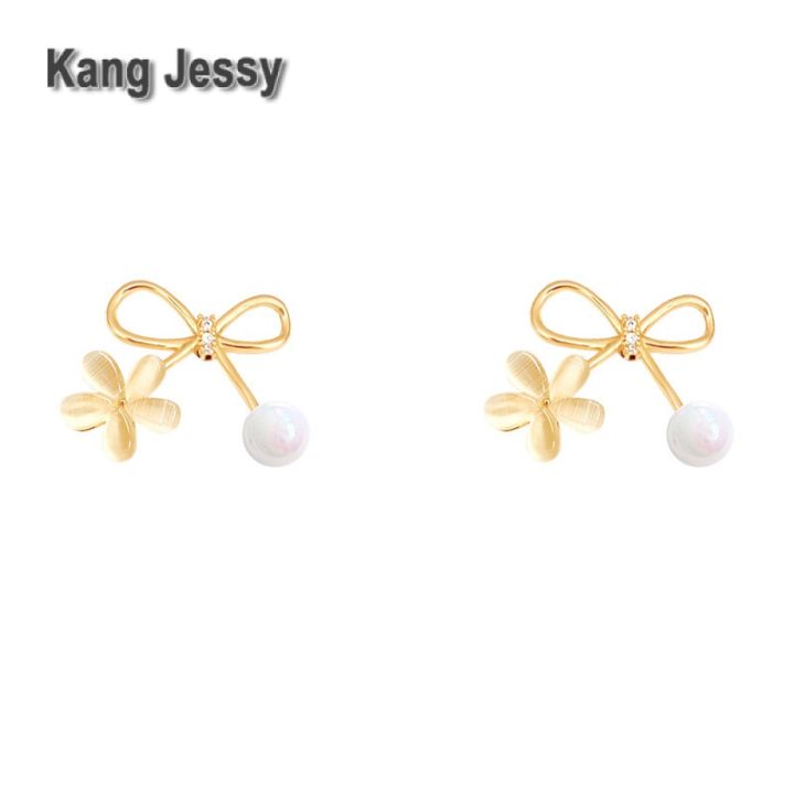 kang-jessy-s925-ต่างหูมุกโบว์ดอกไม้สไตล์เกาหลีเข็มเงินต่างหูหรูเรียบหรูนิยมในโลกออนไลน์