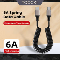 Toocki รถ6A แบบสปริงสายข้อมูลหดได้ USB แบบ C USB สายชาร์จตัว C สำหรับ Xiaomi Redmi Samsung Realme