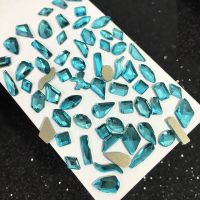 100pcs Mix Shape Lake Blue Crystal Nail Diamond Pixie Strass Rhinestones For 3D Nails Art Decorations Supplies Jewelry Rhineston