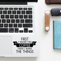 【✆New✆】 dang676 "First Coffee" สติกเกอร์ติดแล็ปแพดแสนสนุกสำหรับ Apple แมคบุ๊กโปรแอร์เรติน่า11 12 13 15นิ้วไวนิลผิวสัมผัส Mac