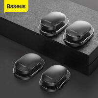 Baseus 4Pcs ที่ยึดสำหรับรถยนต์ที่เก็บสายที่หนีบสาย USB Hook สำหรับ USB หูฟังมีสายพวงกุญแจรถอุปกรณ์เสริม