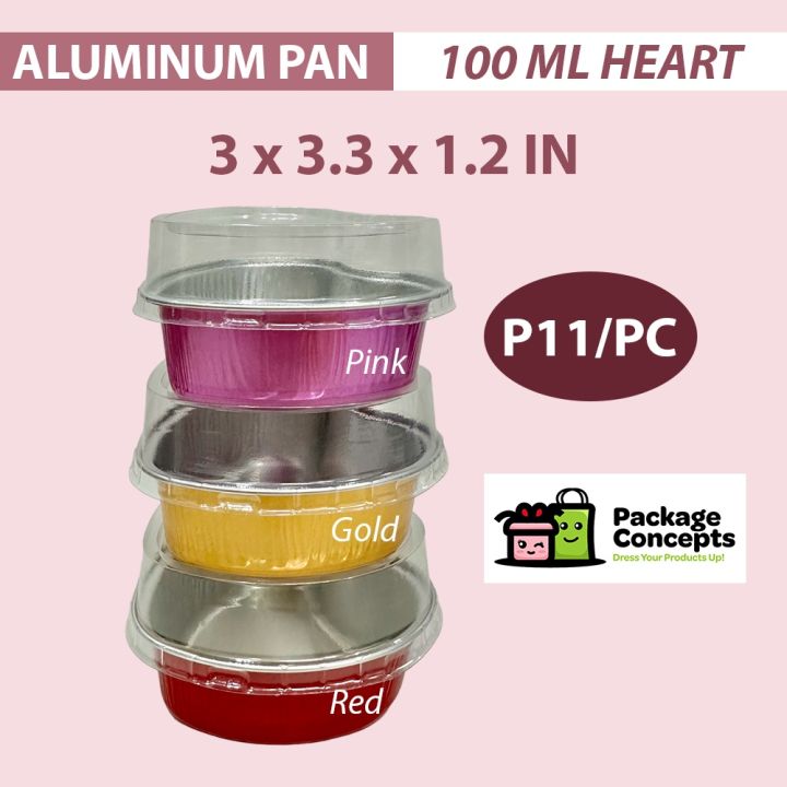 Aluminum Heart Baking Pans 100ml (Gold - Red)