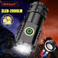 Portable Mini LED Flashlight 3LED Ultra Strong Light Flash Light USB Rechargeable Built-in Battery with Pen Clip and Tail Magnet Rechargeable  Flashli