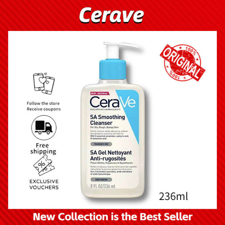 100 authentic Cerave SA Smoothing Cleanser 236ML For Dry Rough Bumpy