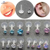 2pc 16G 2~5mm Zircon Labret Piercing Jewelry Acrylic Nose Piercing Stud Earring Tragus Helix Piercing Lip Nose Ring Ear Piercing Electrical Connectors