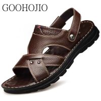 New Cow Leather Summer Men Sandals High Quality Genuine Leather Men Slip-on Beach Men Slippers Soft Male Sandals Wear-resistant House Slippers