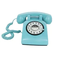 Blue Retro Telephone Classic Vintage Rotary Dial Hands Free Landline Phone for Home/Office/Hotel Antique Phones for Senior Gift