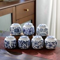 Chinese Blue and White Porcelain Ceramics Tea Caddy Tieguanyin Sealed Containers Travel Tea Bag Storage Box Coffee Canister