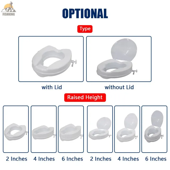 【FIKI】Raised Toilet Seat 300 Lbs Heavy Duty Elevated Toilet Seat with