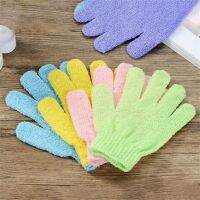 【cw】 Coloured Sided Gloves Exfoliating Massage Shower Texture Washing