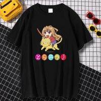 เสื้อยืด Toradora อะนิเมะญี่ปุ่นเสื้อยืดโอเวอร์ไซส์คอกลมแขนลำลองขาสั้นพิมพ์ลายแฟชั่นผ้าฝ้าย100%