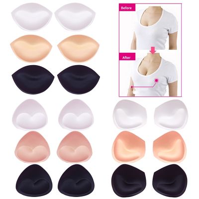 【CW】 2PCS 1 Pairs Thick Sponge Bra Pads Push Up Breast Enhancer Removeable Padding Inserts Cups Swimsuit Bikini Intimates Accessories