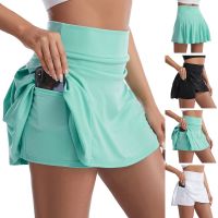 Tennis Skorts With Leggings New Womens Solid Hidden Zipper Pocket Sports Skirt Quick Dry Badminton Golf Outdoor Jogging Bottoms