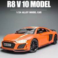 โมเดลรถสปอร์ต V10 R8ของเล่นโมเดลจำลองน้ำหนักเบาและเสียงสำหรับเด็กโมเดลรถของเล่นโลหะดัดแปลงจากหุ่นอัลลอย