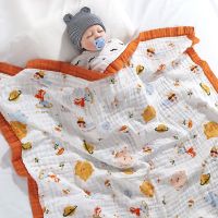 ☂ Cotton Cartoon Pattern Baby Blankets 6-layer Cotton Gauze Soft Absorbent Swaddle Blanket Shower Wipes for Newborn Baby