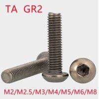 2-10pcs ISO7380 Gr2 TA2 titanium button head screw m2 m2.5 m3 m4 M5 M6 m8 titanium hex socket round head machine screw