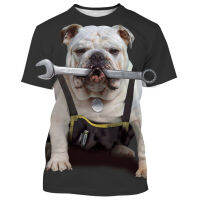 Xzx180305 animal brick Bulldog 3D print t-hook men women summer casual o-neck short sleeve Harajuku streetwear