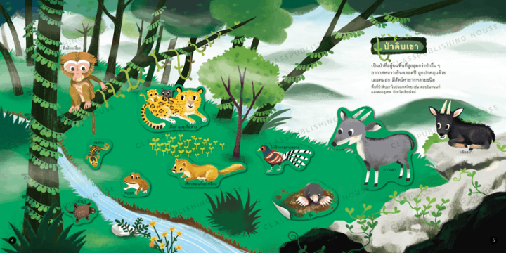 หนังสือสติ๊กเกอร์-สัตว์ป่าเมืองไทย-ให้ความรู้รอบตัวเรื่องสัตว์ป่าในประเทศไทย-ห้องเรียน
