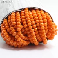 Isywaka Solid Orange Colors 4x6mm 50pcs Rondelle Austria faceted Crystal Glass Beads Loose Spacer Round Beads Jewelry Making