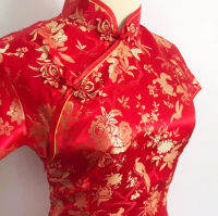 CKYY ชุดจีน cheongsam สีแดงซิปข้างสีแดงใหม่