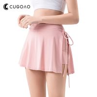 CUGOAO Active Tennis Skorts Womens Spilt Golf Skirts Womens Running Golf Badminton Workout Solid Skorts Sportswear