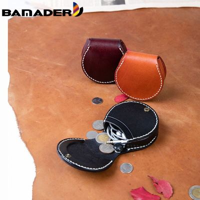 Unisex Handmade Vintage 100% Leather high quality Mini Dark buckle Coin Purse Woman small Multifunction Round Box