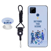 BTS เคสโทรศัพท์สำหรับ OPPO Realme C15ซิลิคอนนุ่มกรณีที่มีรูปแบบเดียวกันแหวนและเชือก