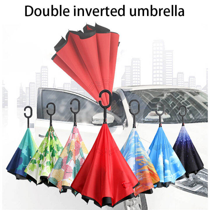 Double Inverted Umbrella Reverse Folding Umbrella Outdoor Car Umbrella