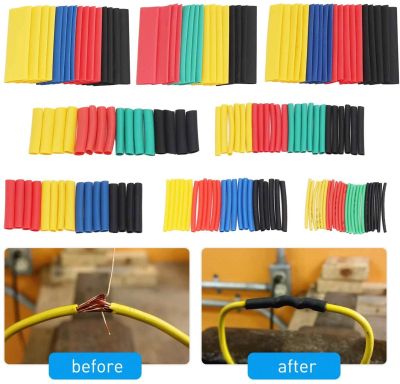 127-530PCS Heat Shrink Sleeving Tube Tube Assortment Kit Electrical Connection Electrical Wire Wrap Cable Waterproof Shrinkage Electrical Circuitry Pa