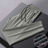 【CC】◊☞  Breathable Silk Sweatpants Men Joggers Sportswear Baggy Trousers Male Pants Size 7XL 8XL 9XL