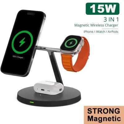 Magsafe 3-In-1แท่นชาร์จไร้สาย2ND รุ่นสำหรับนาฬิกา Apple Airpods Apple Samsung สถานีแท่นชาร์จที่รวดเร็วของ Android