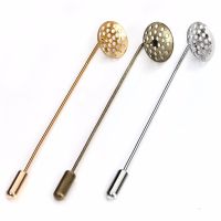 10pcs/lot 75mm Rhodium Gold Color Copper Brooch Pins Base Hat Pin for Women Mens Brooches DIY Jewelry Making Accessories
