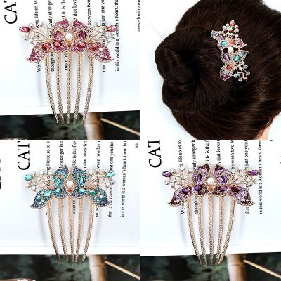 Exquisite Crystal Flower Hair Accessories wedding hairpin national hair comb retro national style dish hair insert comb