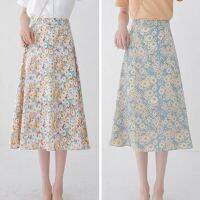 COD DSTGERTERERE Floral Skirt plus Size ❀ 2021 New a High Waist Slimming Chiffon Printed Midi Skirt